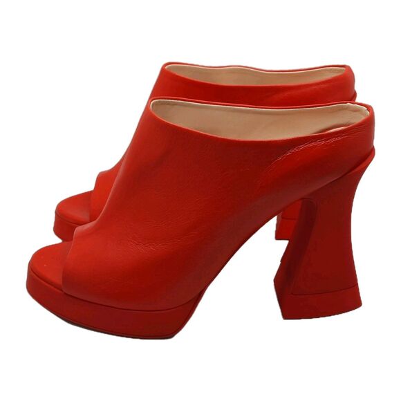 AGL ATTILIO GIUSTI LEOMBRUNI Red JANIS Slip-on Open Toe Mule Platform Heels 10 - Picture 8 of 16